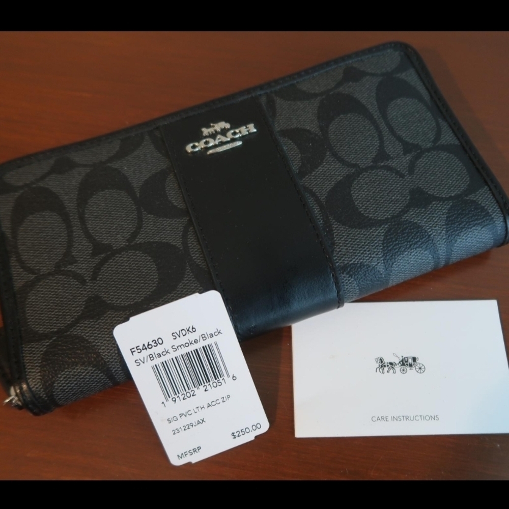 Coach Black and Gray Signature Wallet